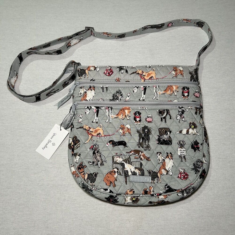 Vera Bradley Triple Zip Hipster crossbody bag, gray "Best in Dog Show"